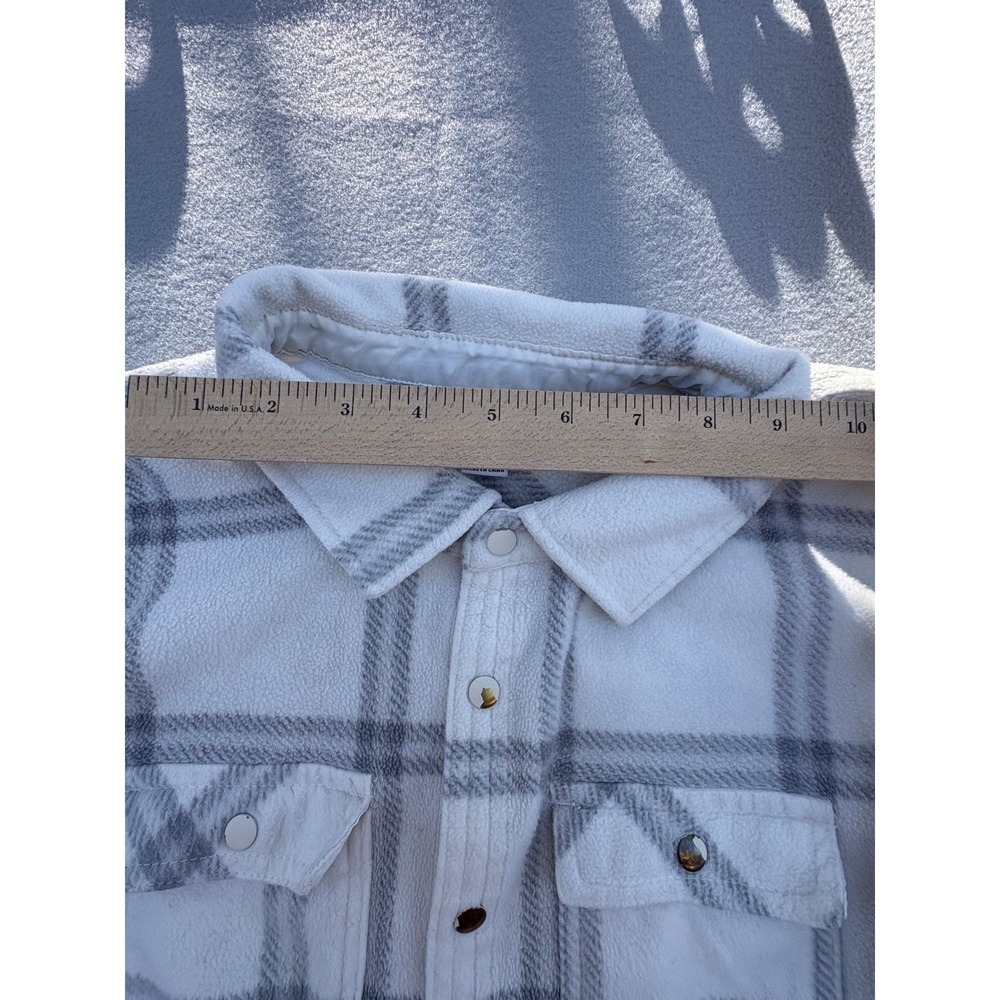 O'Neill Mens Cream Grey Plaid Fleece Shirt Jacket Shacket Size Medium - Picture 9 of 16